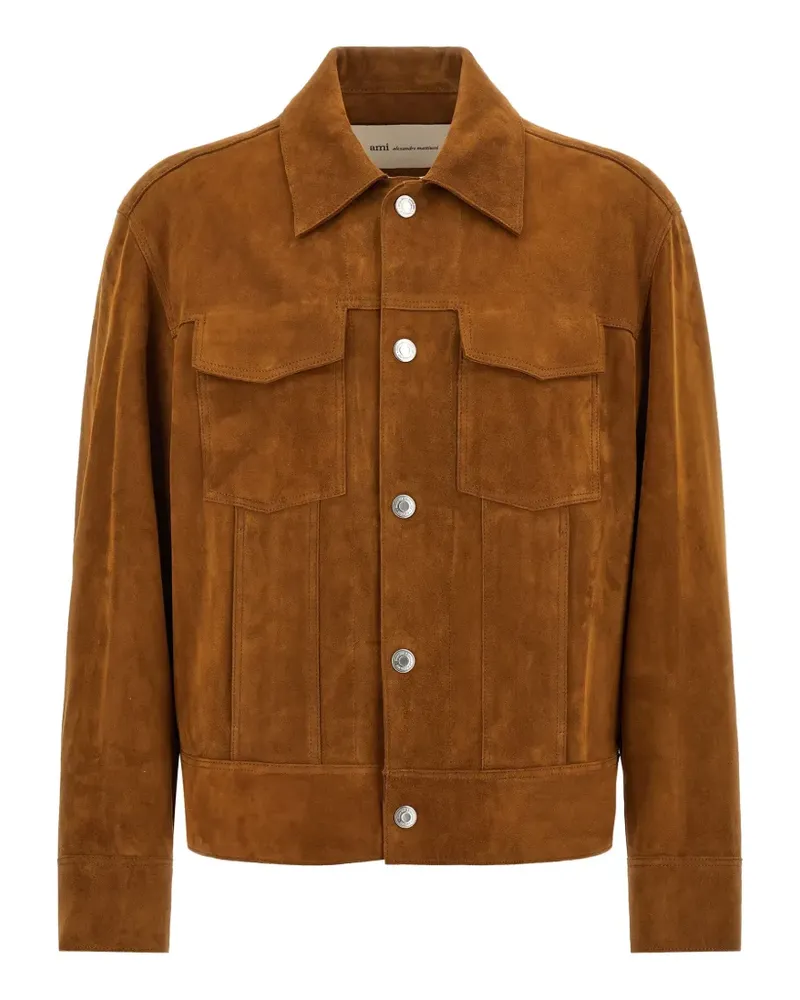 AMI Paris Ami de Coeur goatskin leather jacket - Braun Braun