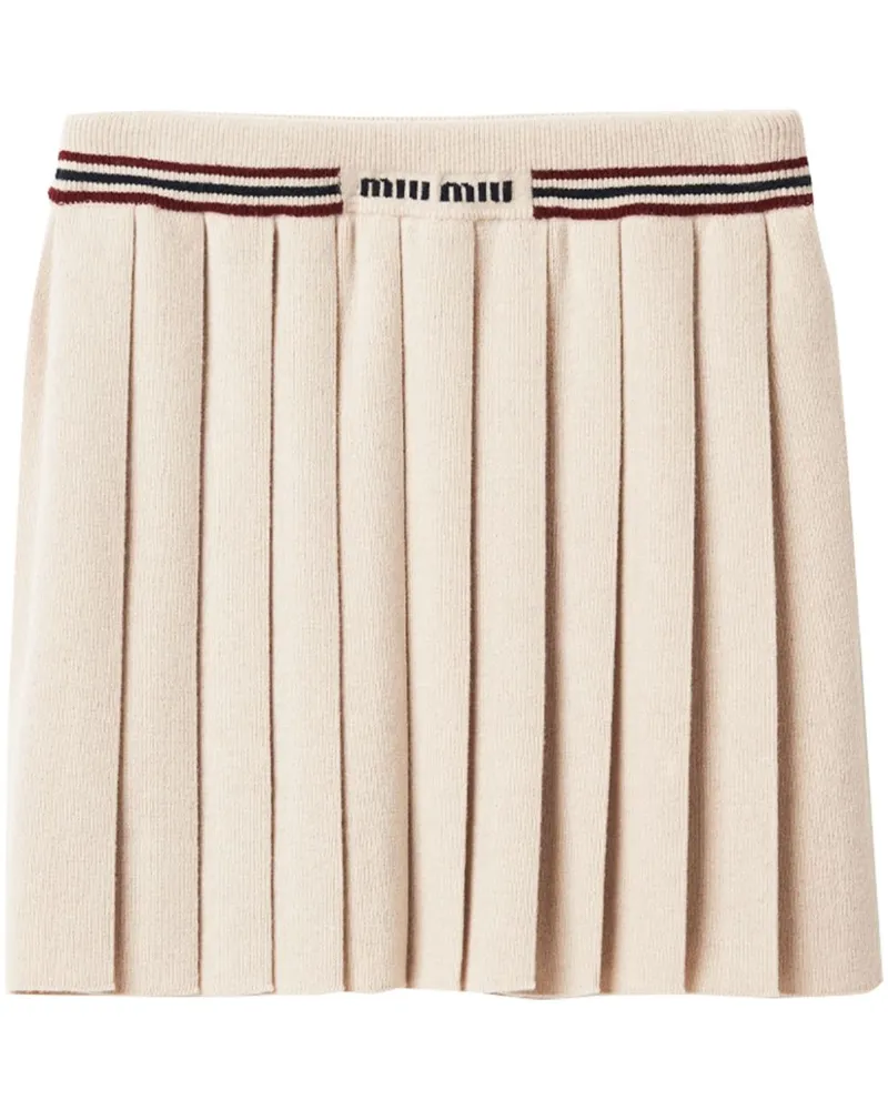 Miu Miu Gestrickter Minirock mit Falten - Nude Nude