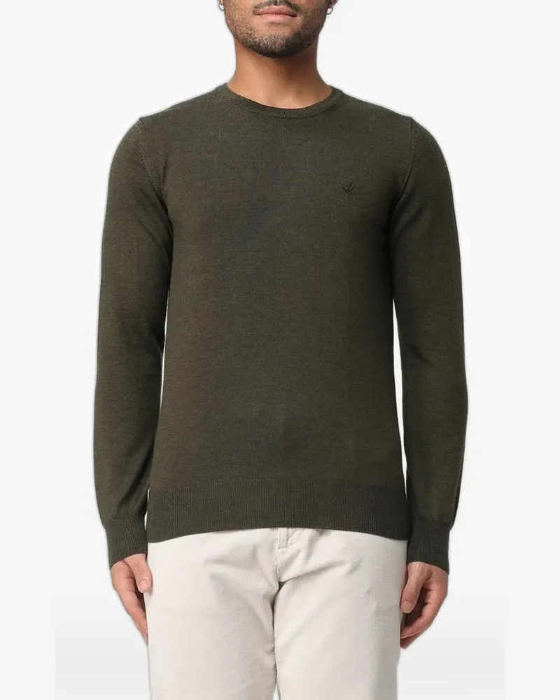 Brooksfield logo-embroidered crew-neck sweater - Grün Grün