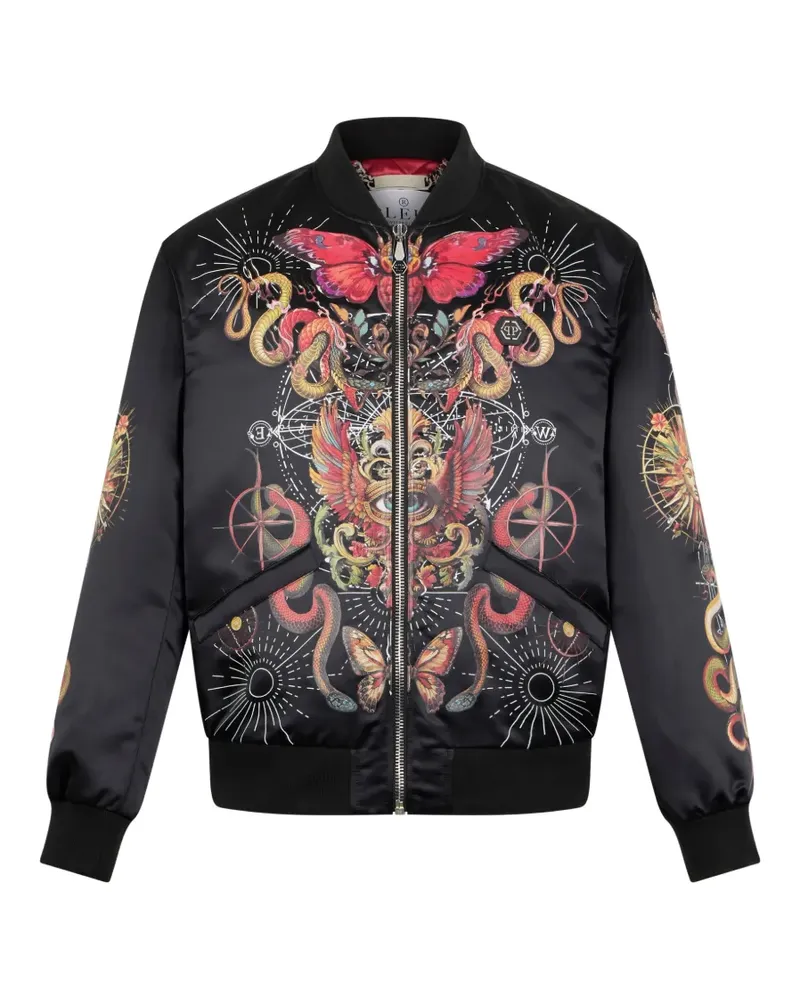 Philipp Plein Bomberjacke mit Totenkopf-Print - Schwarz Schwarz
