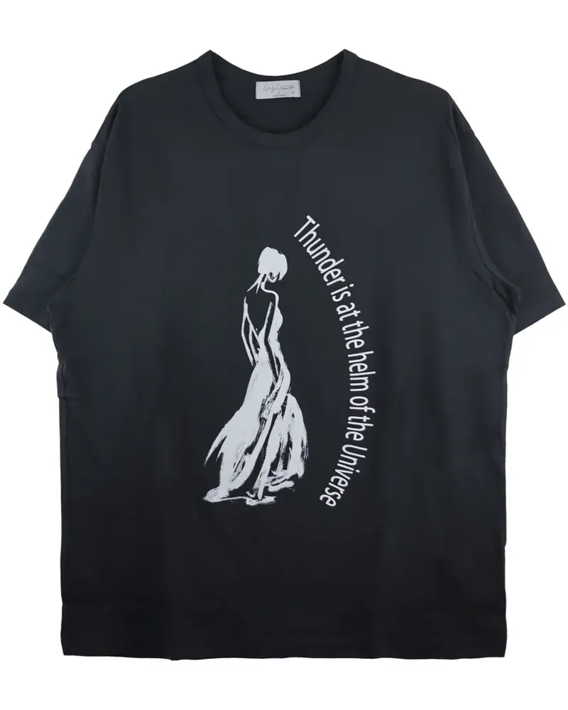 Yohji Yamamoto T-Shirt mit Logo-Print - Schwarz Schwarz