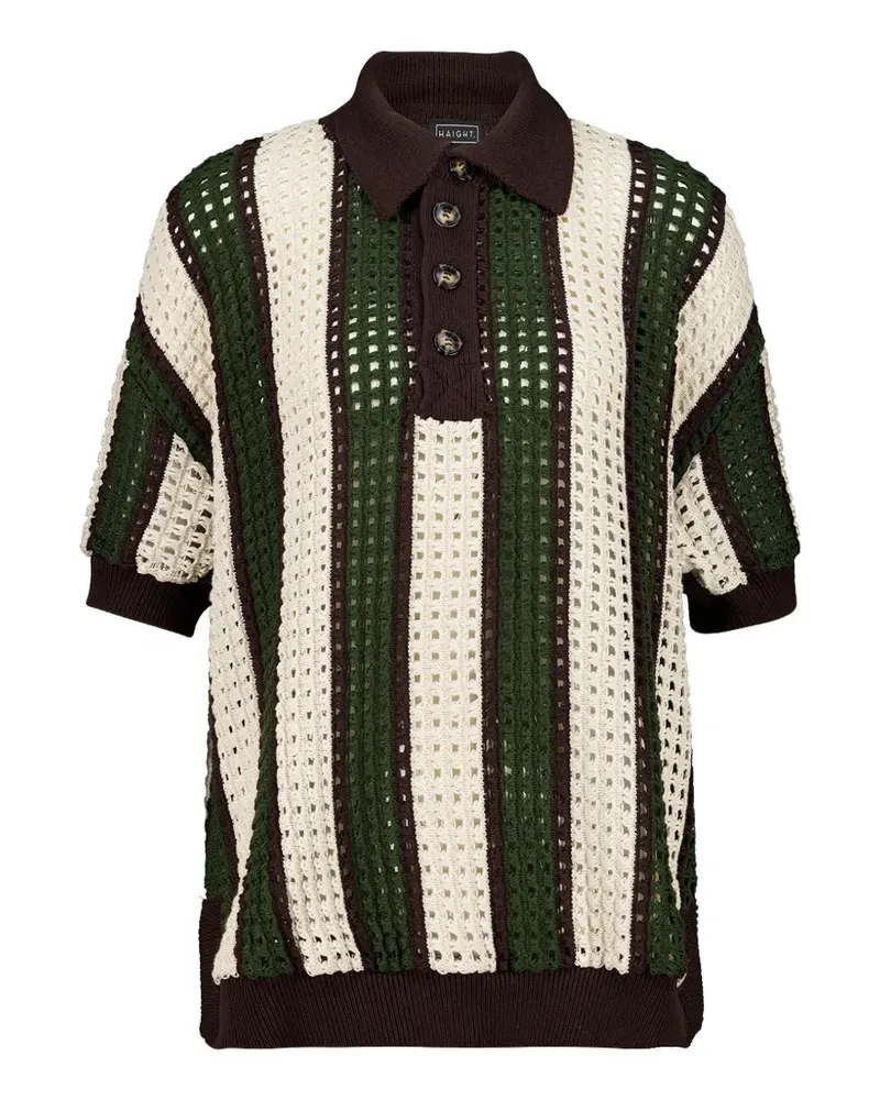 Haight Gestreiftes Poloshirt mit Lochmuster - Grün Grün