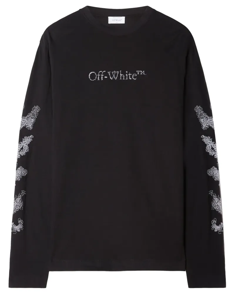 OFF-WHITE T-Shirt mit diagonalen Streifen - Schwarz Schwarz