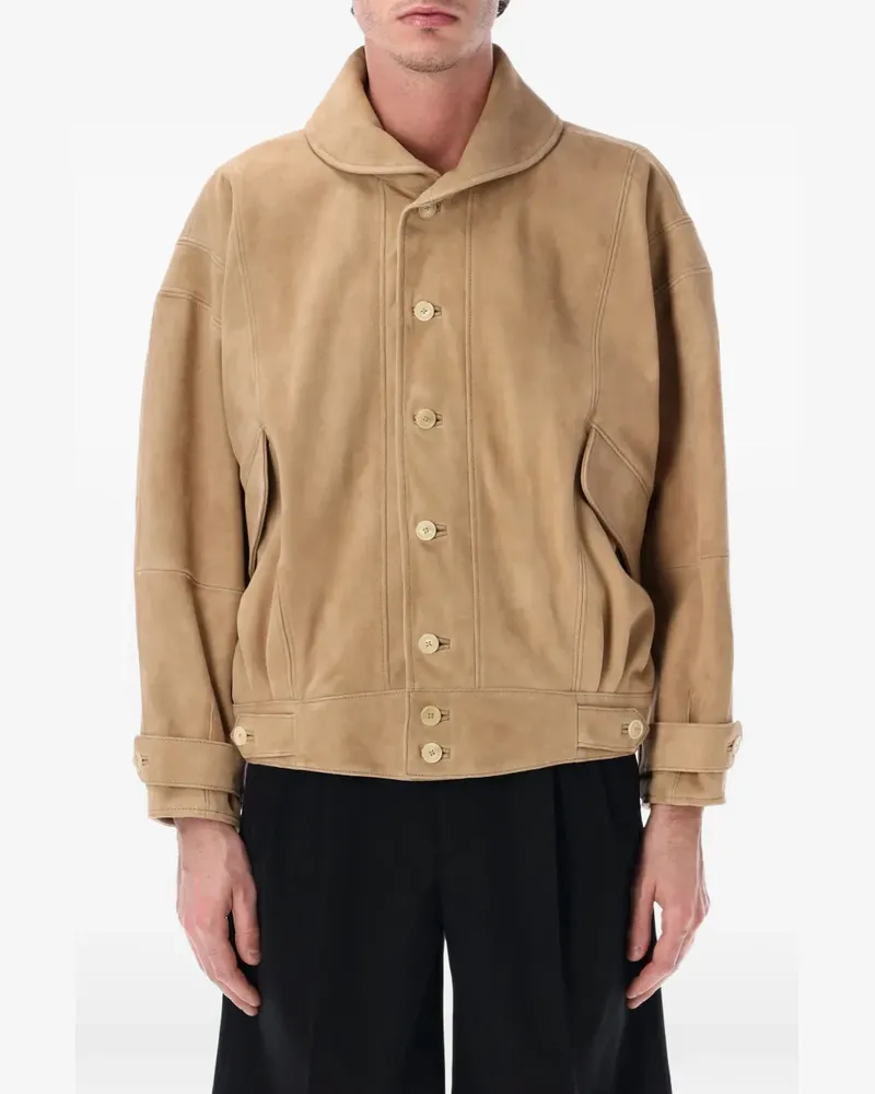 AURALEE suede bomber jacket - Nude Nude