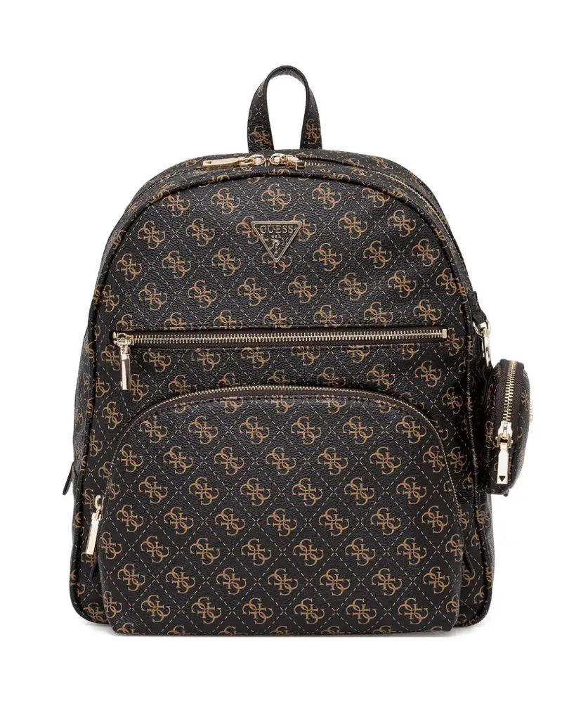 Guess monogram-pattern zip-pocket backpack - Braun Braun