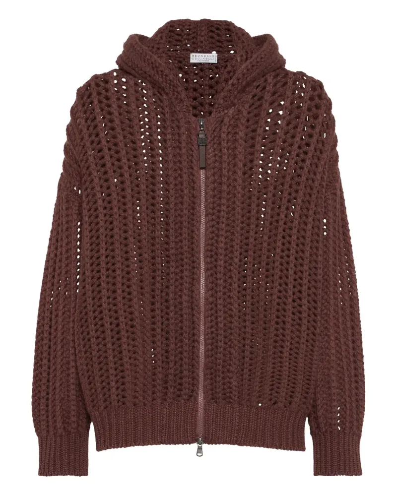 Brunello Cucinelli Cardigan mit Lochstrickmuster - Braun Braun
