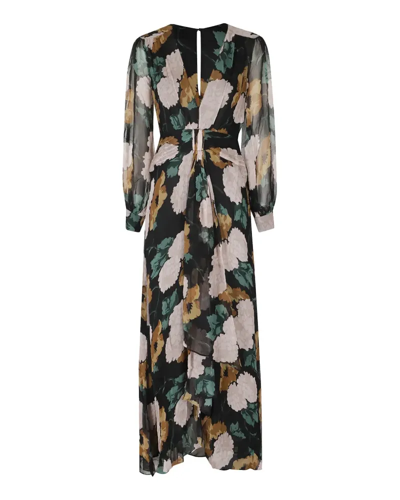 RIXO Meera Charcoal Kleid aus Seidenchiffon mit Blumenprint - Grau Grau
