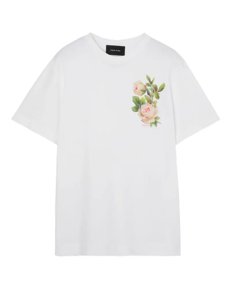 Simone Rocha T-Shirt mit Rosen-Print - Weiß Weiß