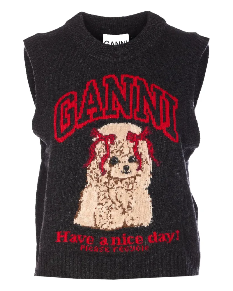 Ganni graphic sleeveless top - Schwarz Schwarz