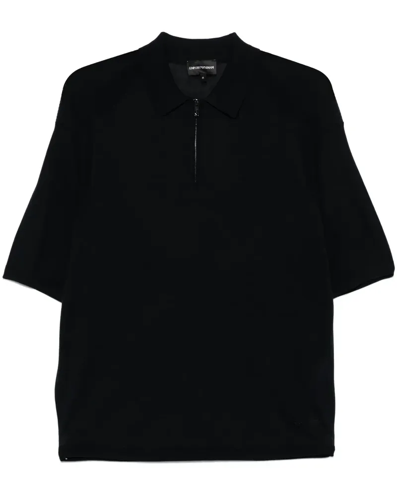 Emporio Armani Fein gestricktes Poloshirt - Blau Blau