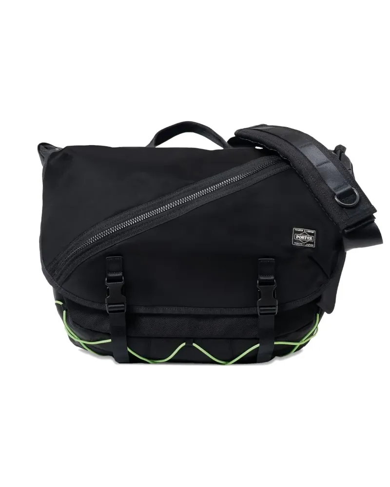 PORTER-YOSHIDA & CO Mittelgroße Kuriertasche mit diagonalem Reißverschluss - Schwarz Schwarz