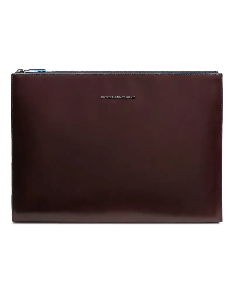 Piquadro iPad®Pro 13" logo-plaque zip-top leather clutch bag - Rot Rot
