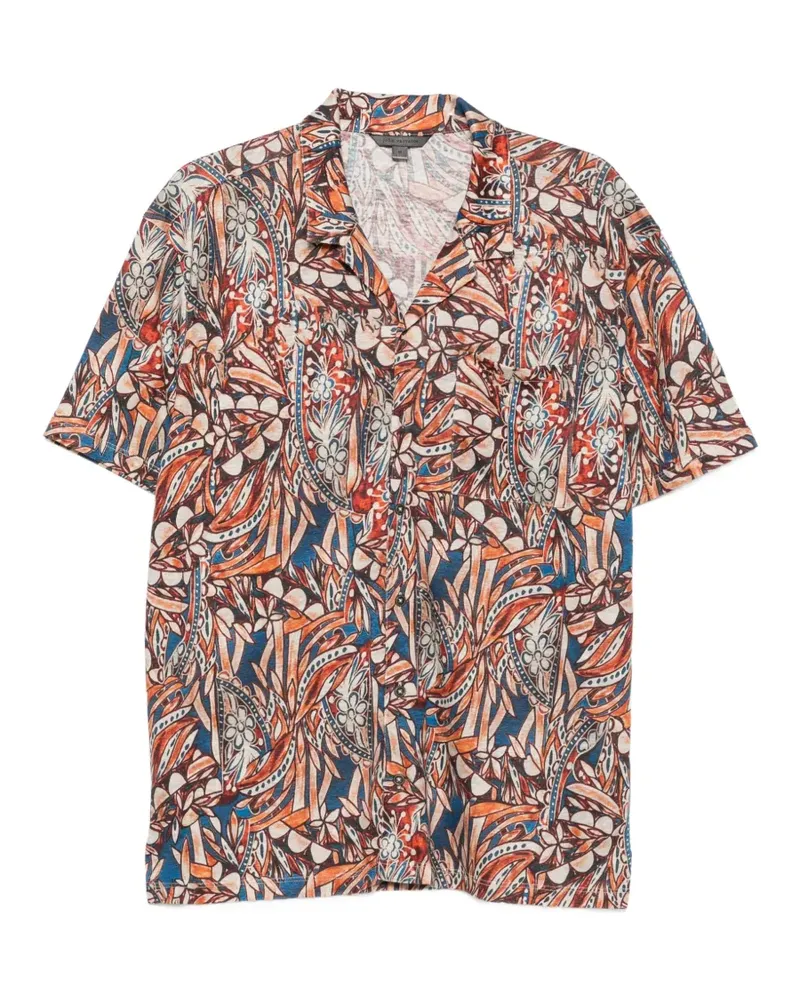 John Varvatos floral-print camp-collar shirt - Orange Orange