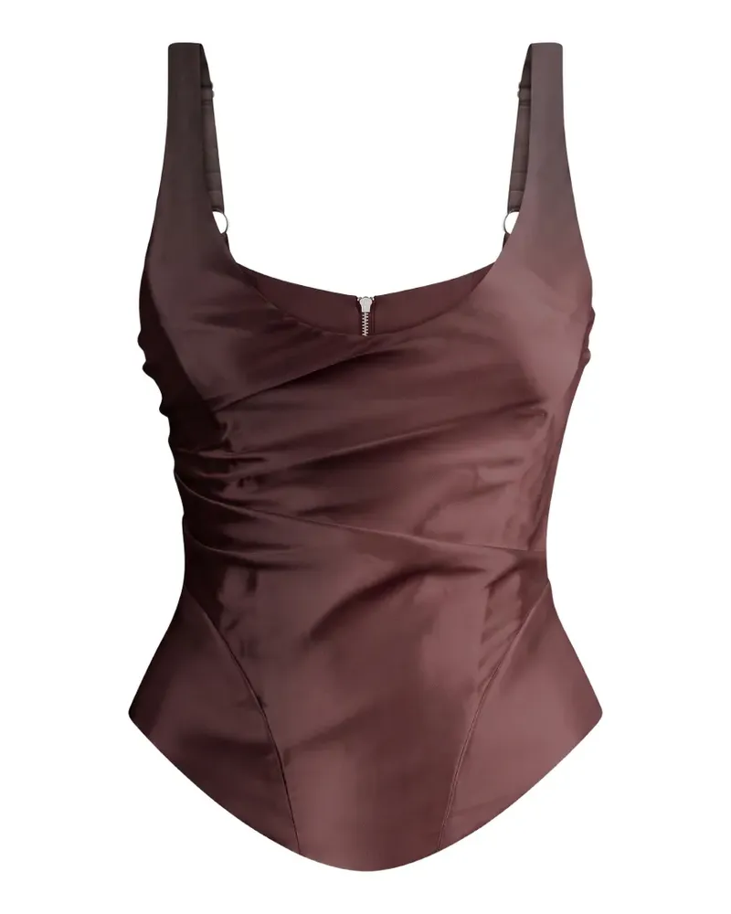 Anna October Drapierte Florence Corsage aus Satin - Braun Braun