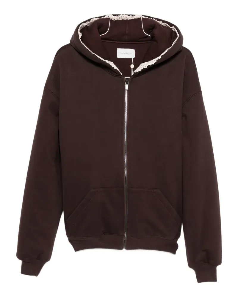 Magda Butrym lace-trimmed zip-up hoodie - Braun Braun