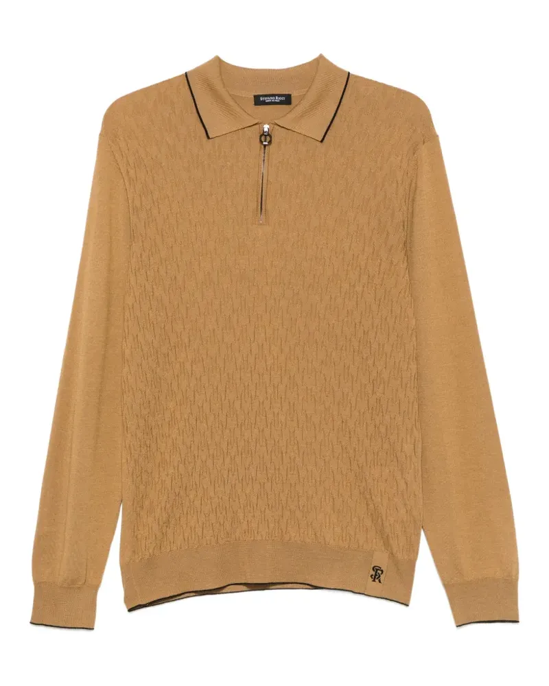 Stefano Ricci Poloshirt mit Reißverschluss - Nude Nude