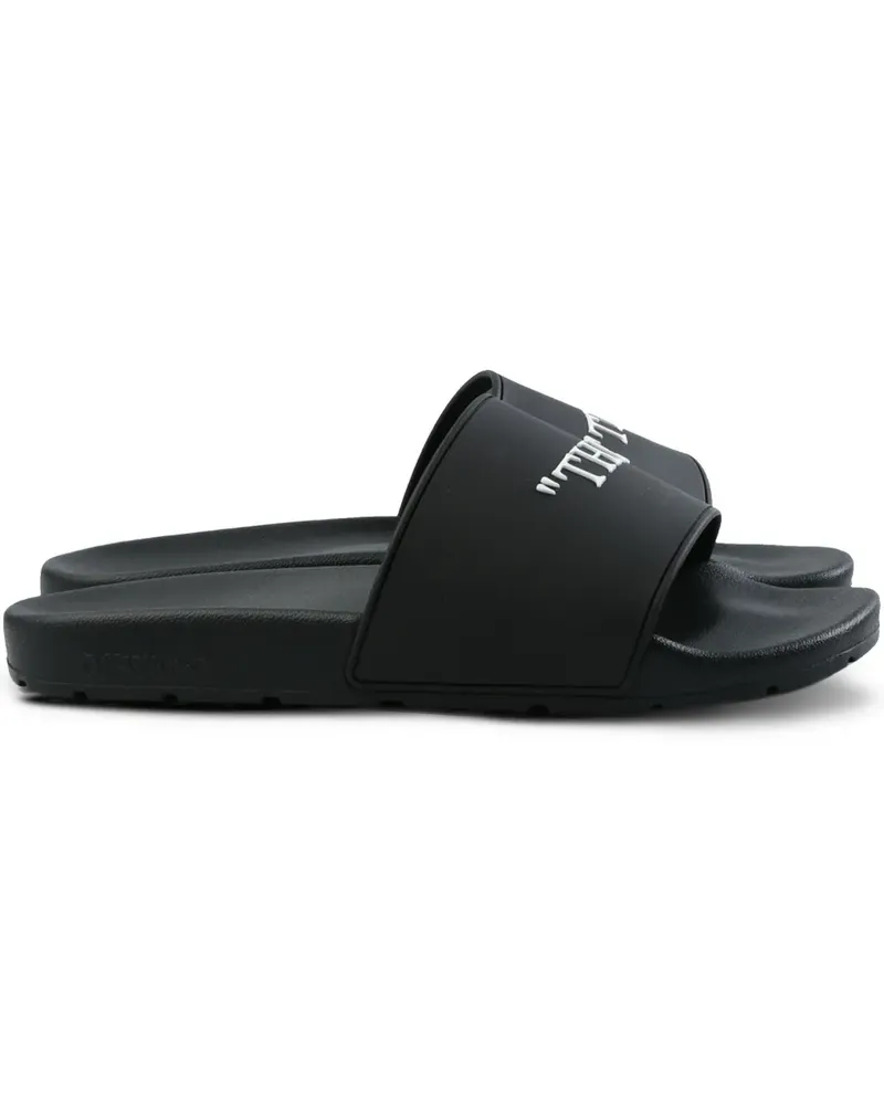 OFF-WHITE text-embellished slides - Schwarz Schwarz
