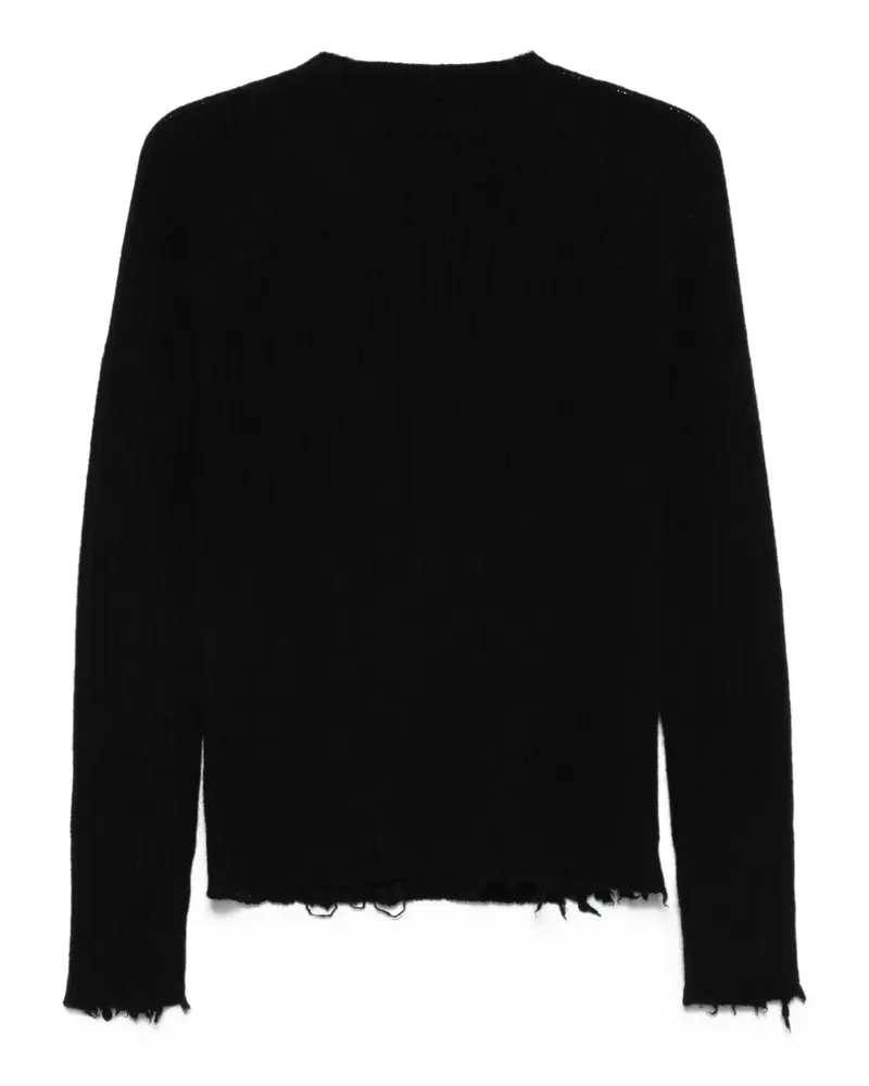 Uma Wang Gerippter Pullover mit ausgefransten Kanten - Schwarz Schwarz
