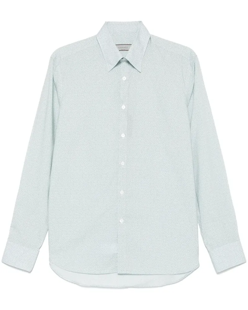 Canali Hemd mit Blatt-Print - Blau Blau