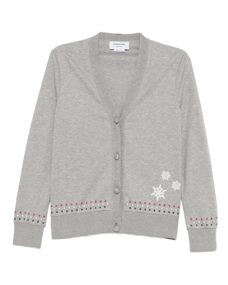 Thom Browne snowflake-embroidered cotton cardigan - Grau Grau
