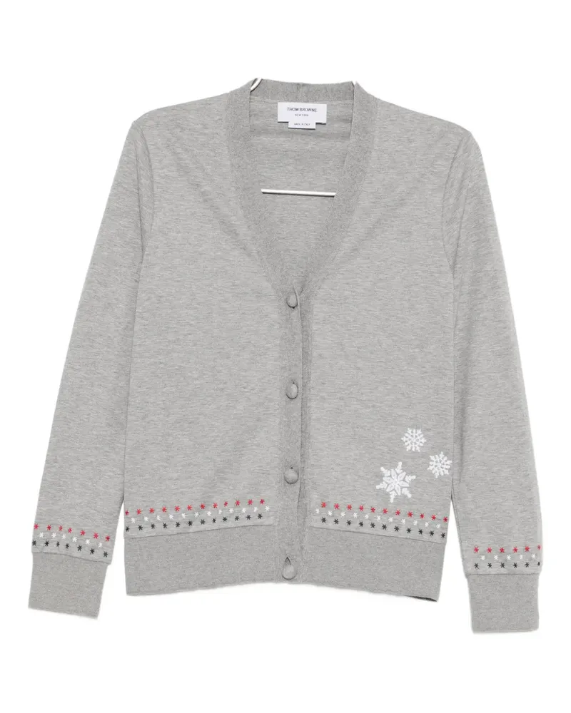Thom Browne Cardigan mit Schneeflocken-Stickerei - Grau Grau