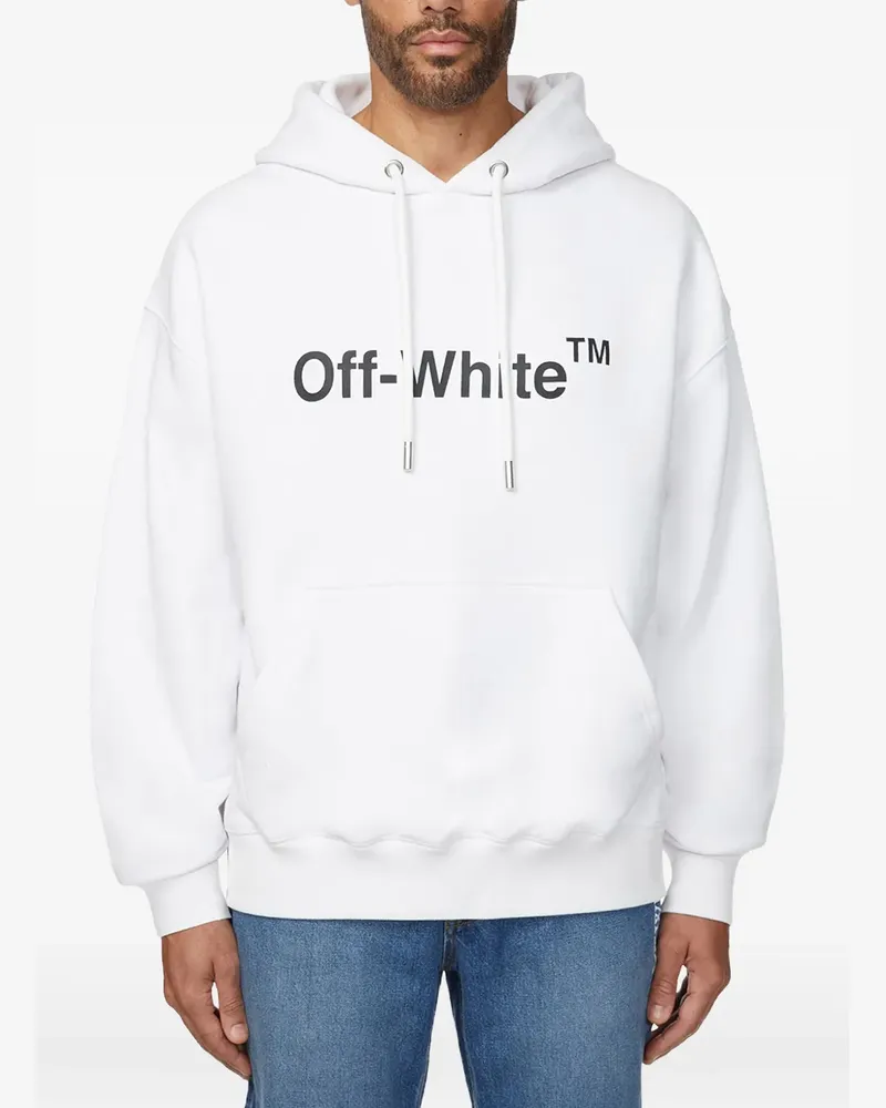 OFF-WHITE logo-print drawstring hoodie - Weiß Weiß