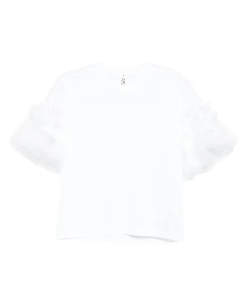 Noir Kei Ninomiya T-Shirt mit Rüschenärmeln - Weiß Weiß