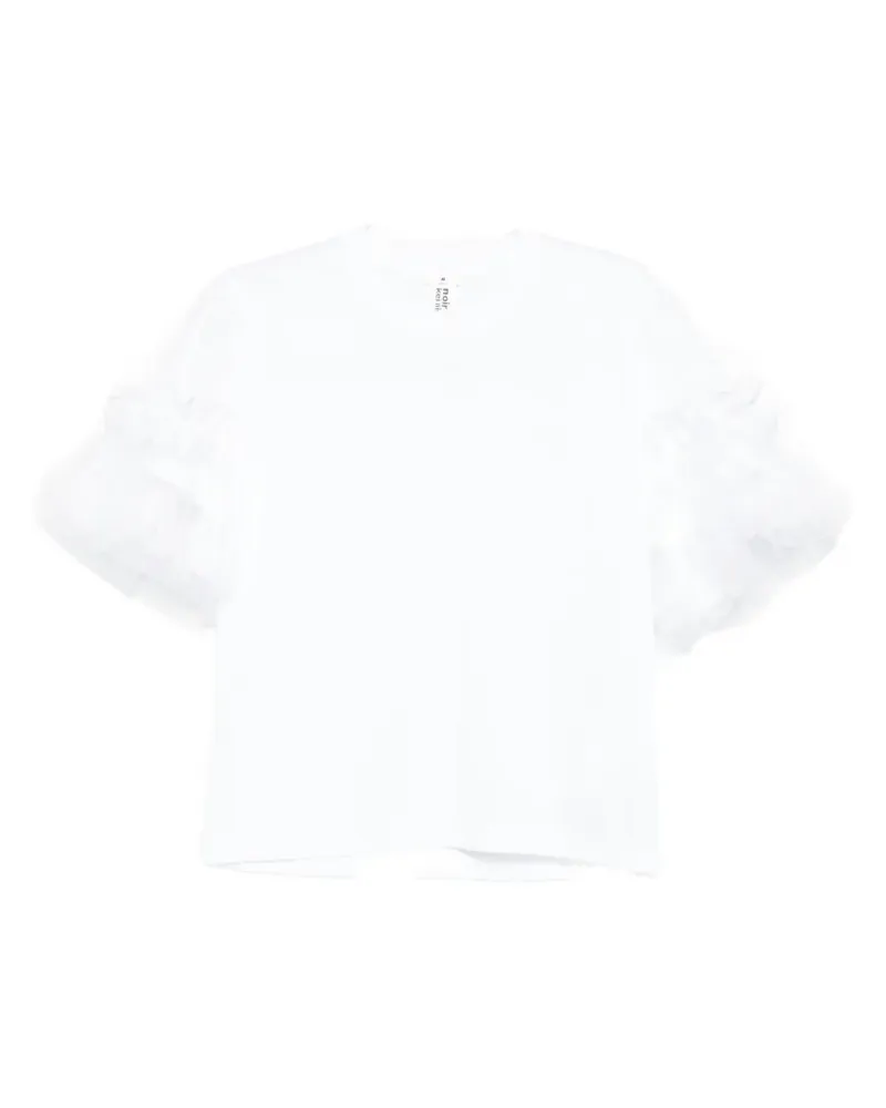 Noir Kei Ninomiya ruffled-sleeve T-shirt - Weiß Weiß