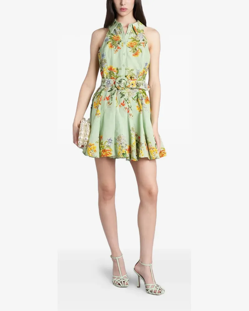 Hemant & Nandita floral-print belted mini dress - Grün Grün