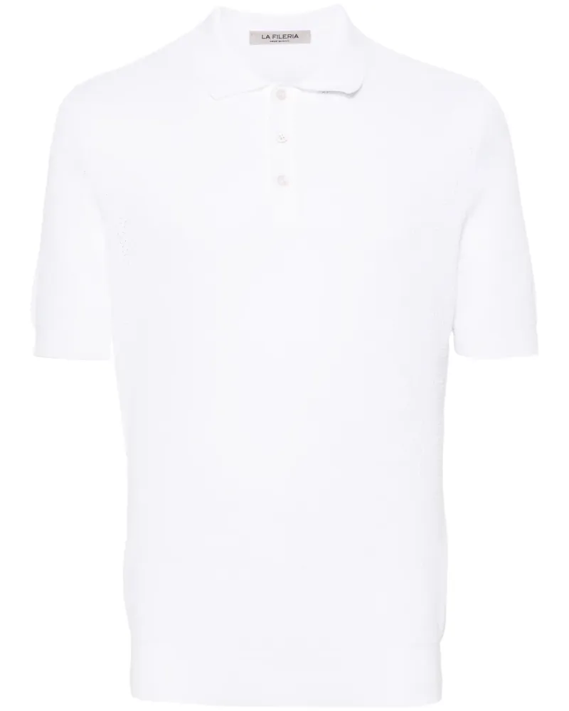 La Fileria Poloshirt in Wabenstrick - Weiß Weiß