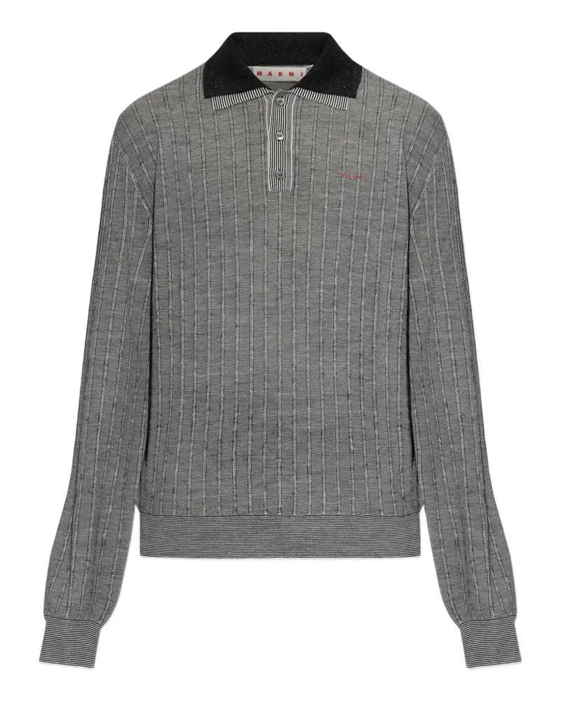 Marni ribbed long-sleeve polo shirt - Grau Grau