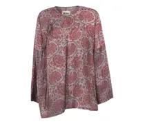 Strickpullover mit Blumen - Rot