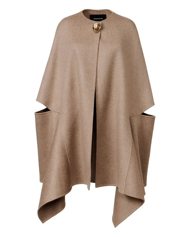 Fabiana Filippi Cape mit aufgesetzter Tasche - Braun Braun