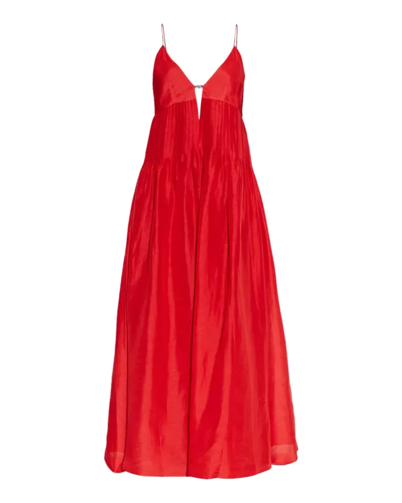 Tory Burch Double T-detail pleated maxi dress - Rot Rot