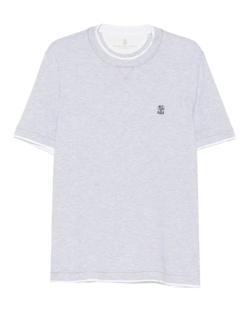 Brunello Cucinelli logo-embroidered crew-neck T-shirt - Grau Grau