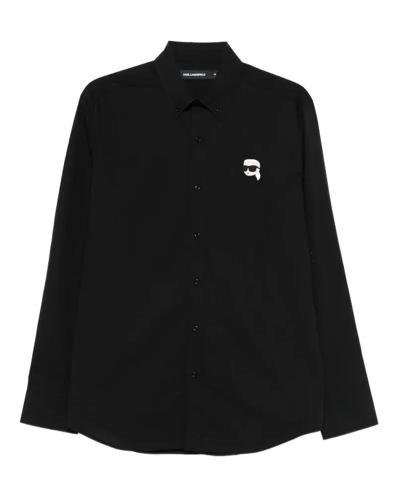 Karl Lagerfeld Hemd mit Logo-Stickerei - Schwarz Schwarz
