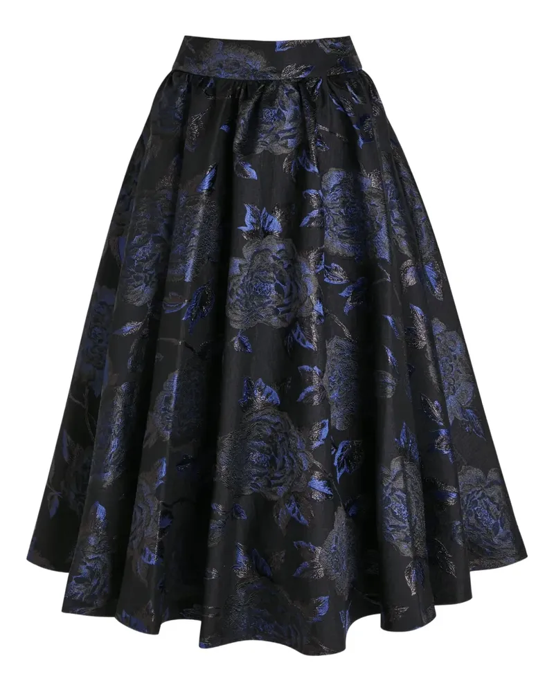 Alice + Olivia floral-pattern midi skirt - Schwarz Schwarz