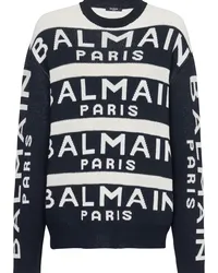 Balmain Strickpullover mit Logo-Print Blau