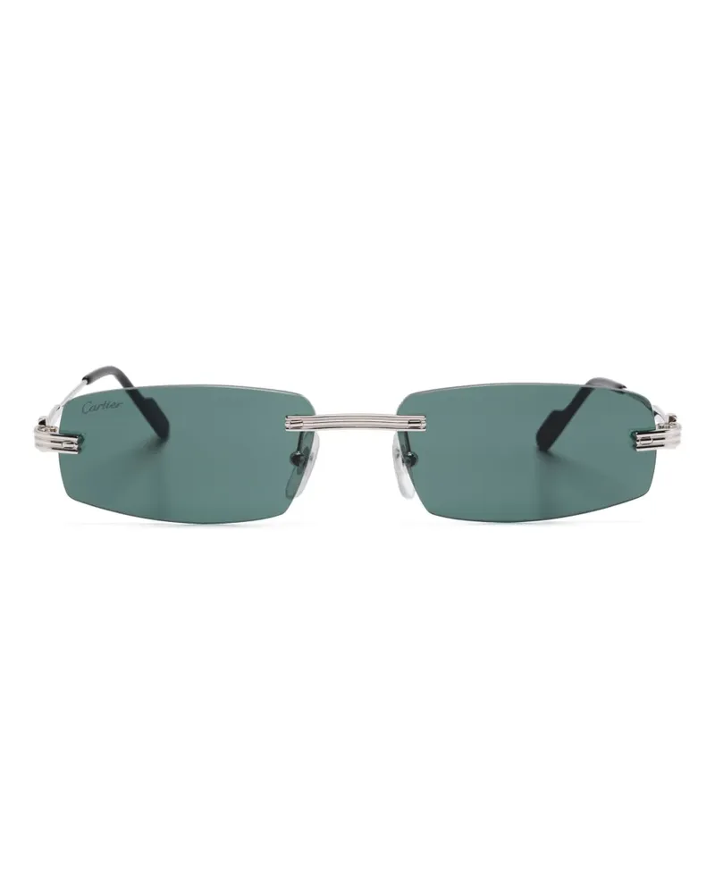 Cartier Sonnenbrille mit eckigem Gestell - Silber Silber