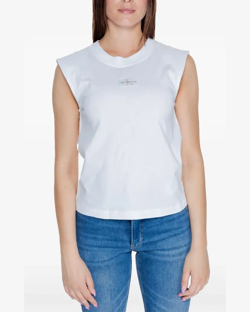 Calvin Klein logo-patch sleeveless top - Weiß Weiß
