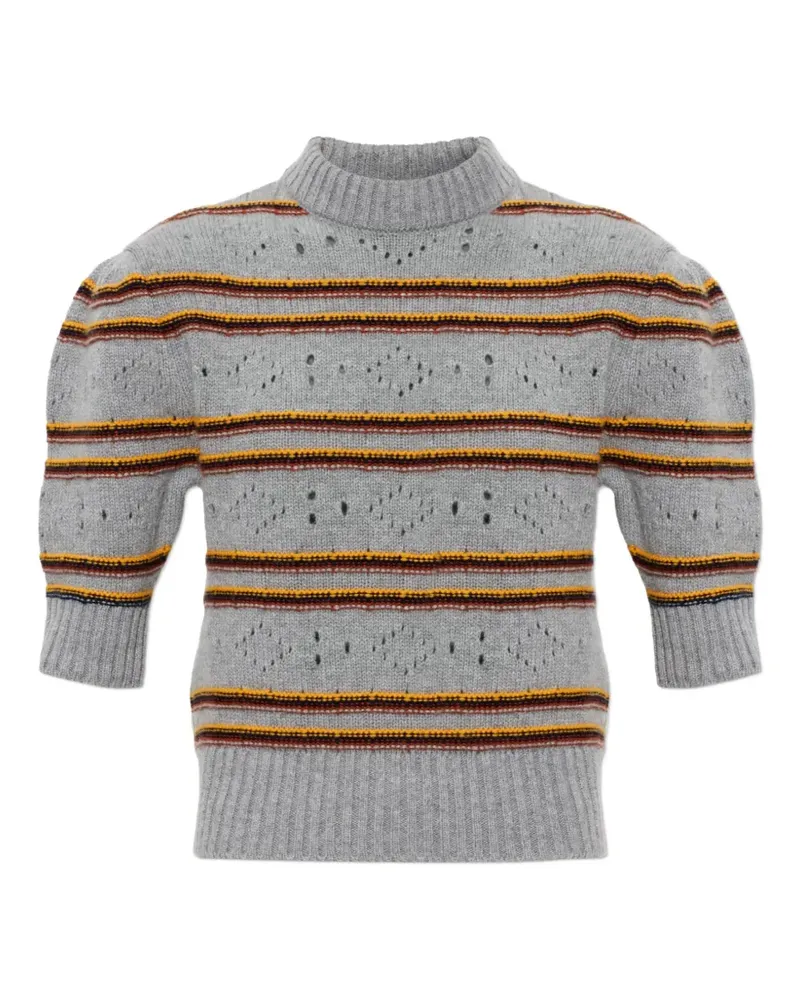 Marni striped pointelle-knit sweater - Grau Grau