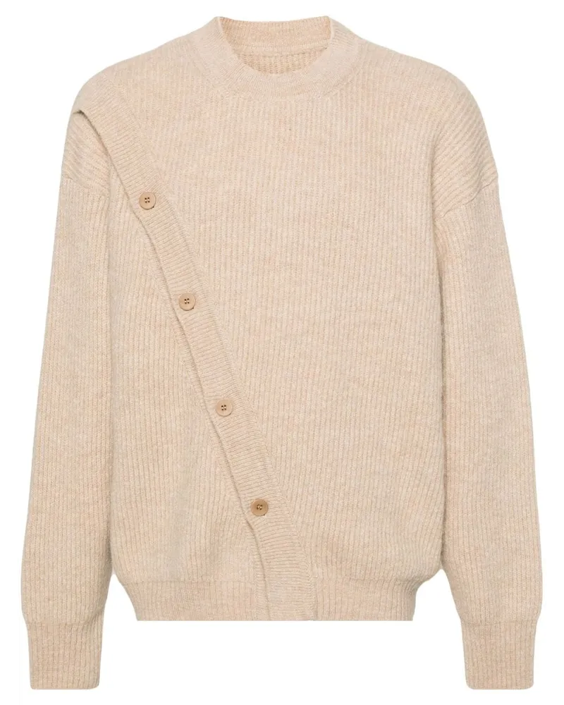 Jacquemus Asymmetrischer Le Cardigan Pau Pullover Nude