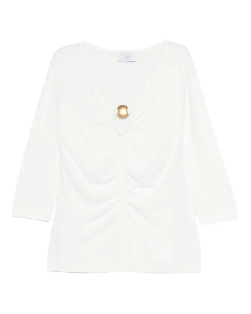 Clips gathered detail top - Weiß Weiß