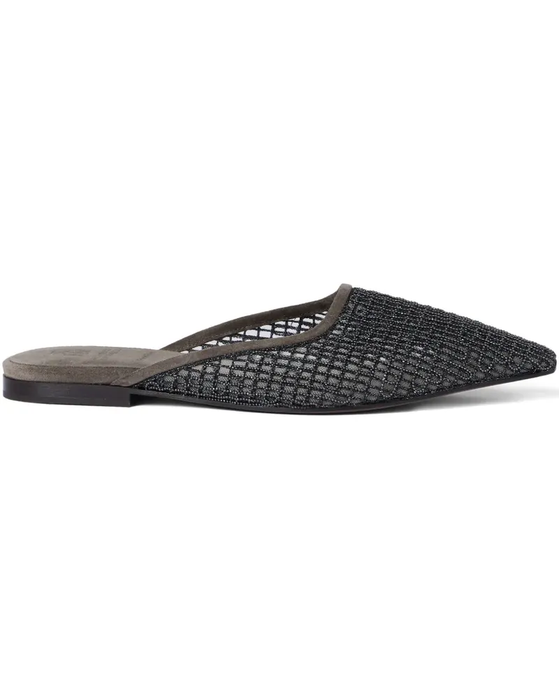 Brunello Cucinelli precious net-embroidery flat mules - Braun Braun