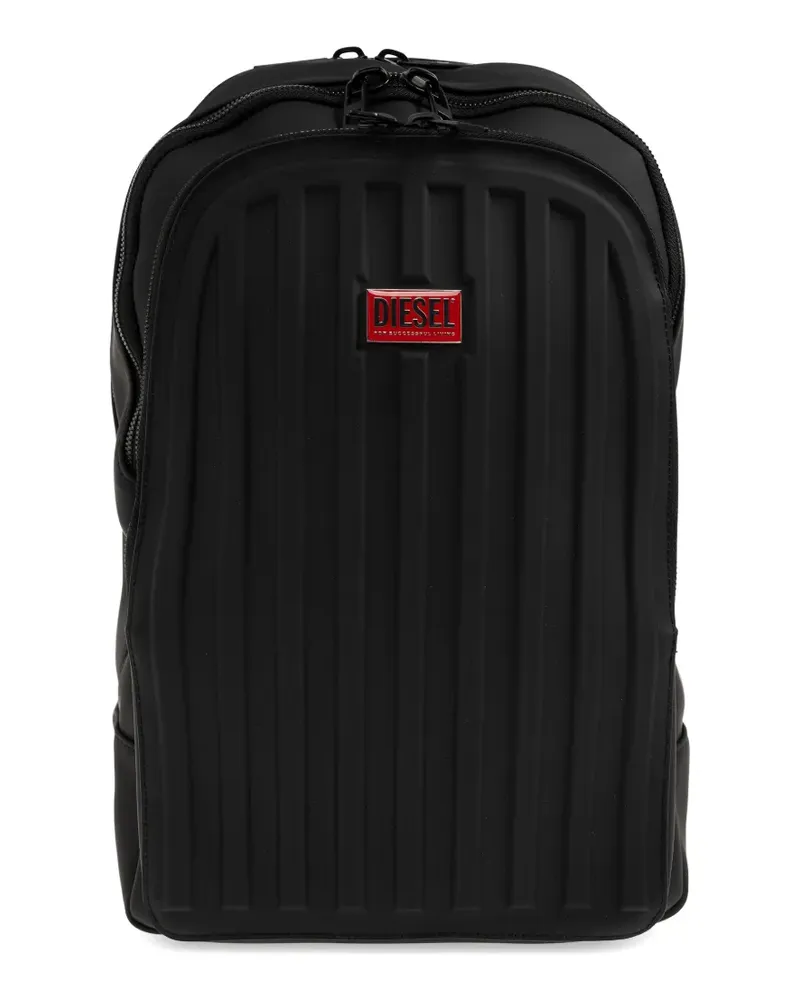 Diesel ribbed logo-plaque backpack - Schwarz Schwarz