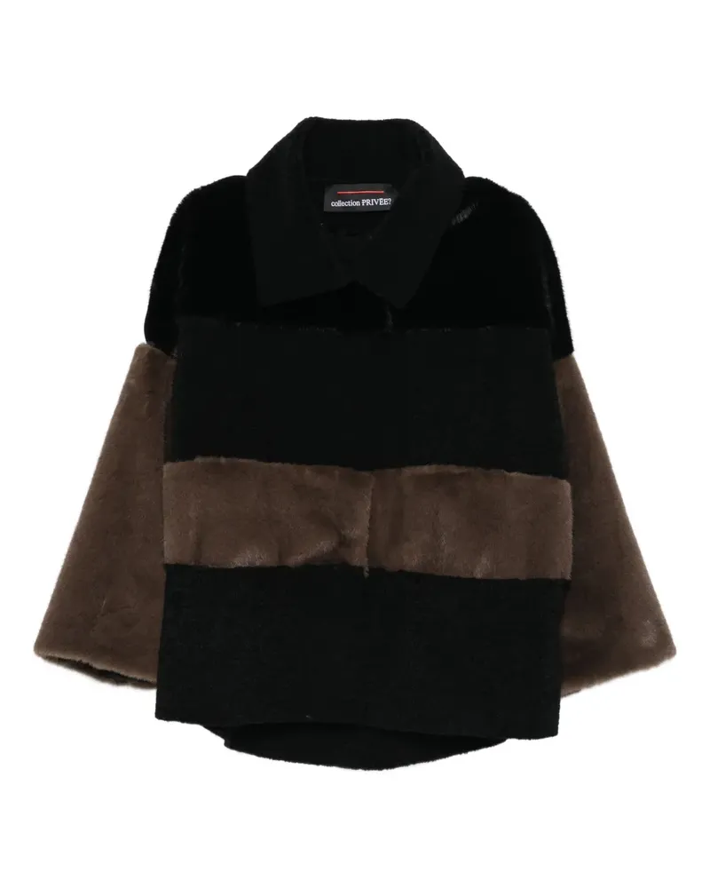 Collection Privée? Mantel mit Shearling-Einsatz - Schwarz Schwarz