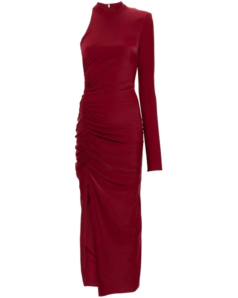 ROTATE Birger Christensen Gerafftes One-Shoulder-Maxikleid Red