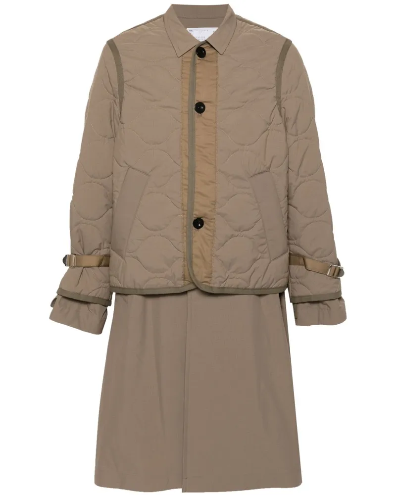 Sacai Mantel im Layering-Look - Grün Grün