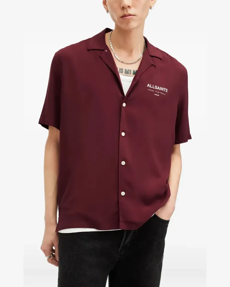 AllSaints revere-collar logo shirt - Rot Rot