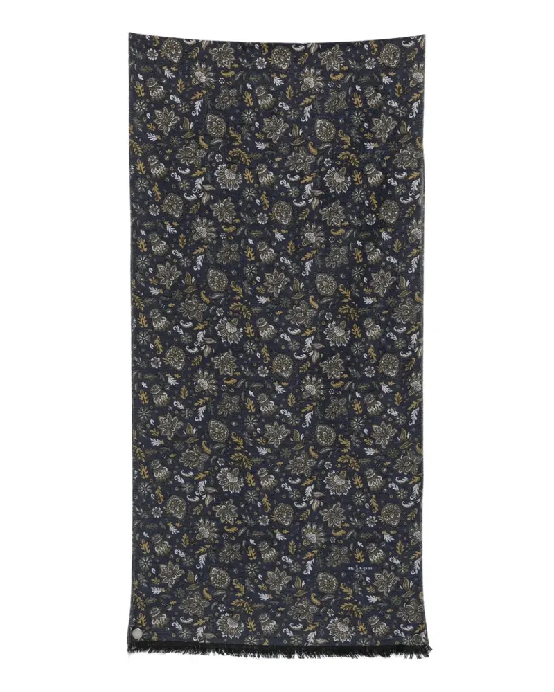 Kiton paisley fringed scarf - Blau Blau